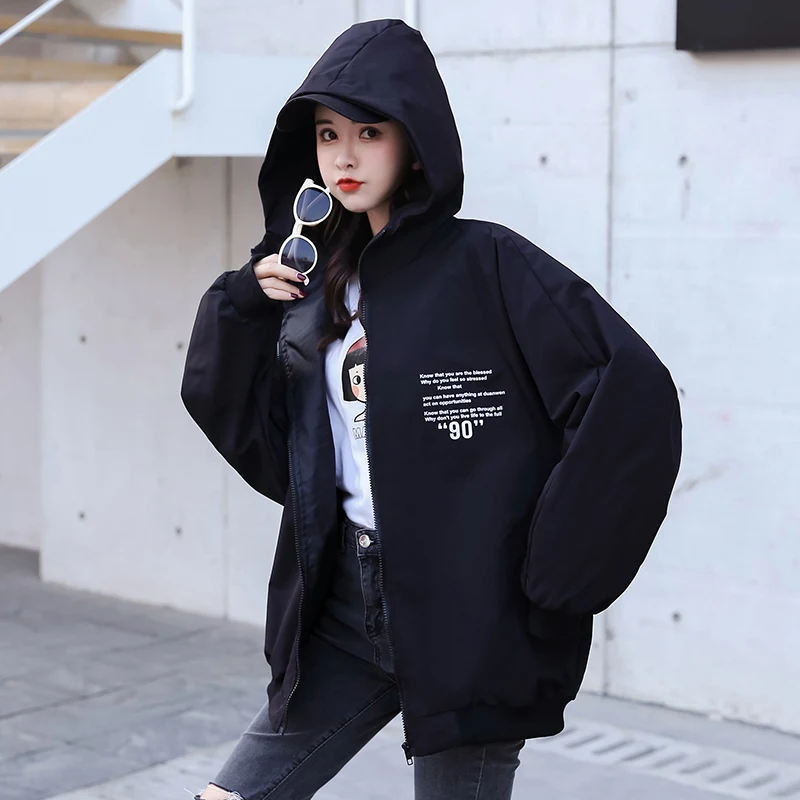 Куртка Женская Весенняя оверсайз с аниме-принтом базовая бейсбольная ветровка в