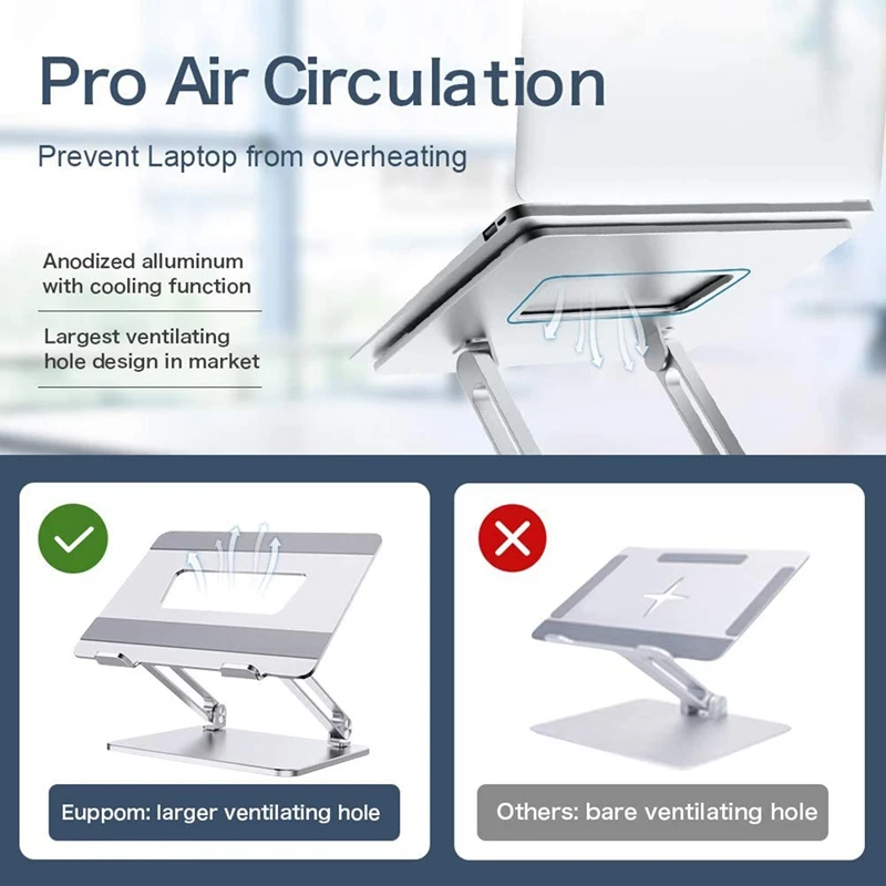 

Aluminum Alloy Laptop Stand, Double Arm Stand, Heat Dissipation, Double Pole Adjustable Height, Portable Foldable