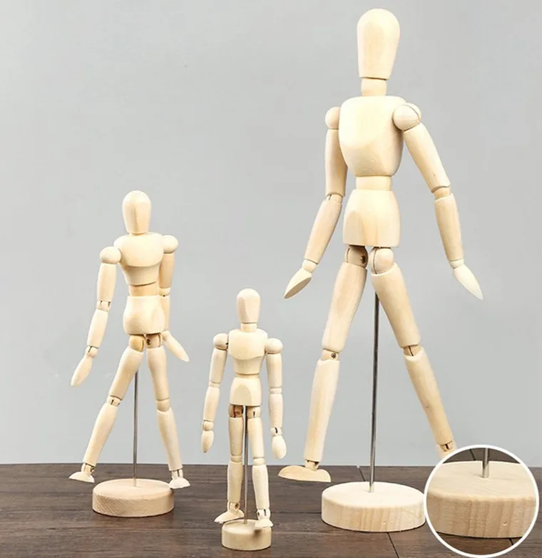 

4.5/5.5/8 Inch Artists Wooden Male Manikin Blockhead Jointed Mannequin Can Rotat Puppet Kids Toys