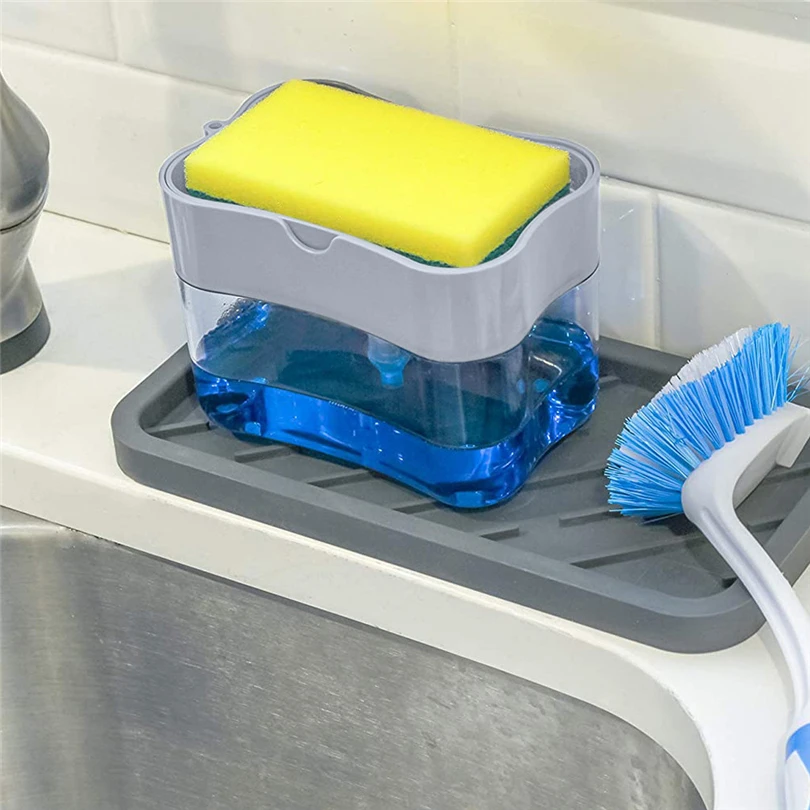 Кухня 2 in 1Sponge стеллаж для выставки товаров мыла ручной Пресс дозатор жидкого с