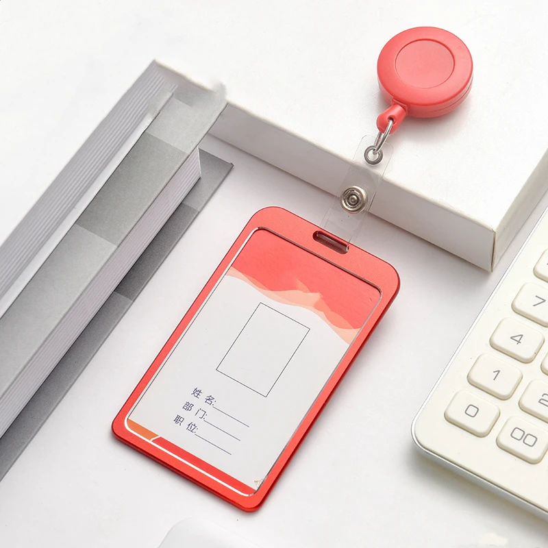 Брелок для ключей металлический держатель карт с выдвижной пластиковой катушкой