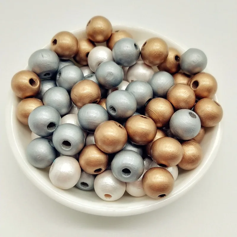 Бусины из натурального дерева для поделок круглые бусины-разделители размером
