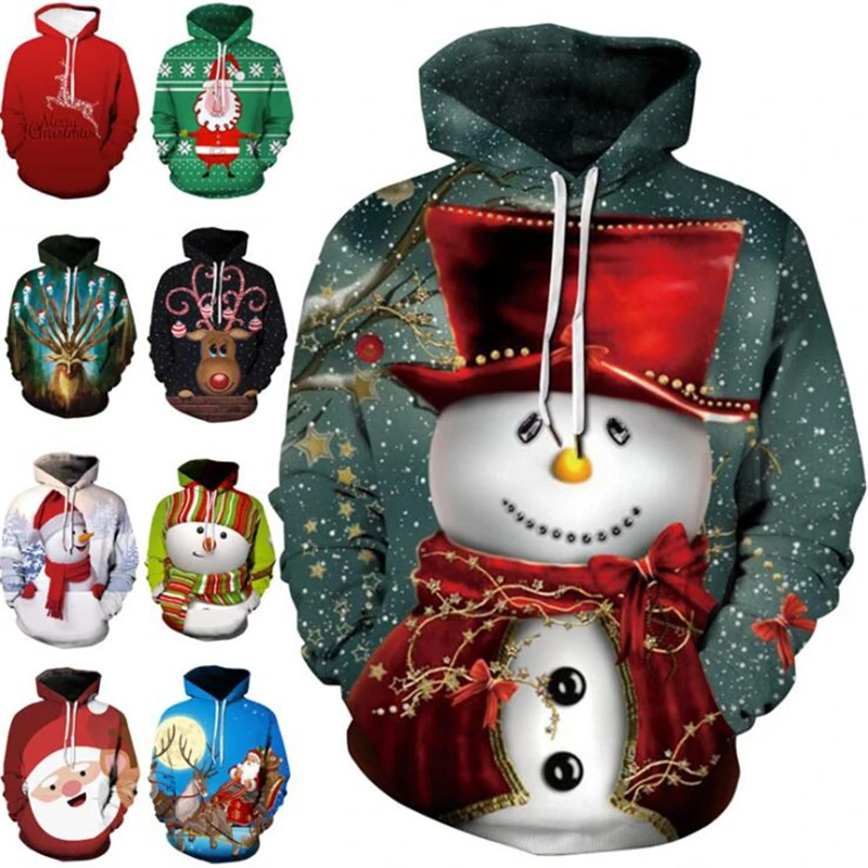2020 Fashion Autumn And Winter Christmas Sweater 3D Print Oversized Hooded Sweater Unisex Man Woman Funny Ugly Christmas Sweater