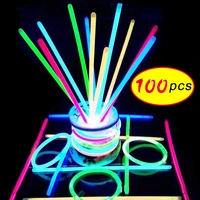 100pcs party fun fluorescence light glow sticks bracelets necklaces neon wedding bright colorful light event festival supplies