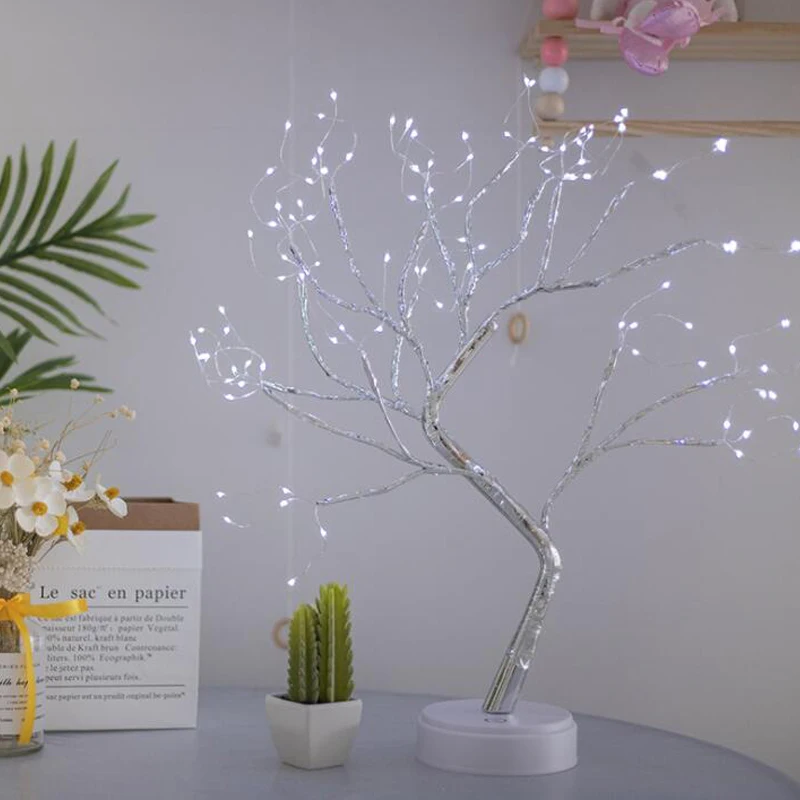 

Romantic DIY 108 LED Touch Night Light USB Colorful Copper Wire Tree Light Fairy Table Light Creative Christmas Home Decoration