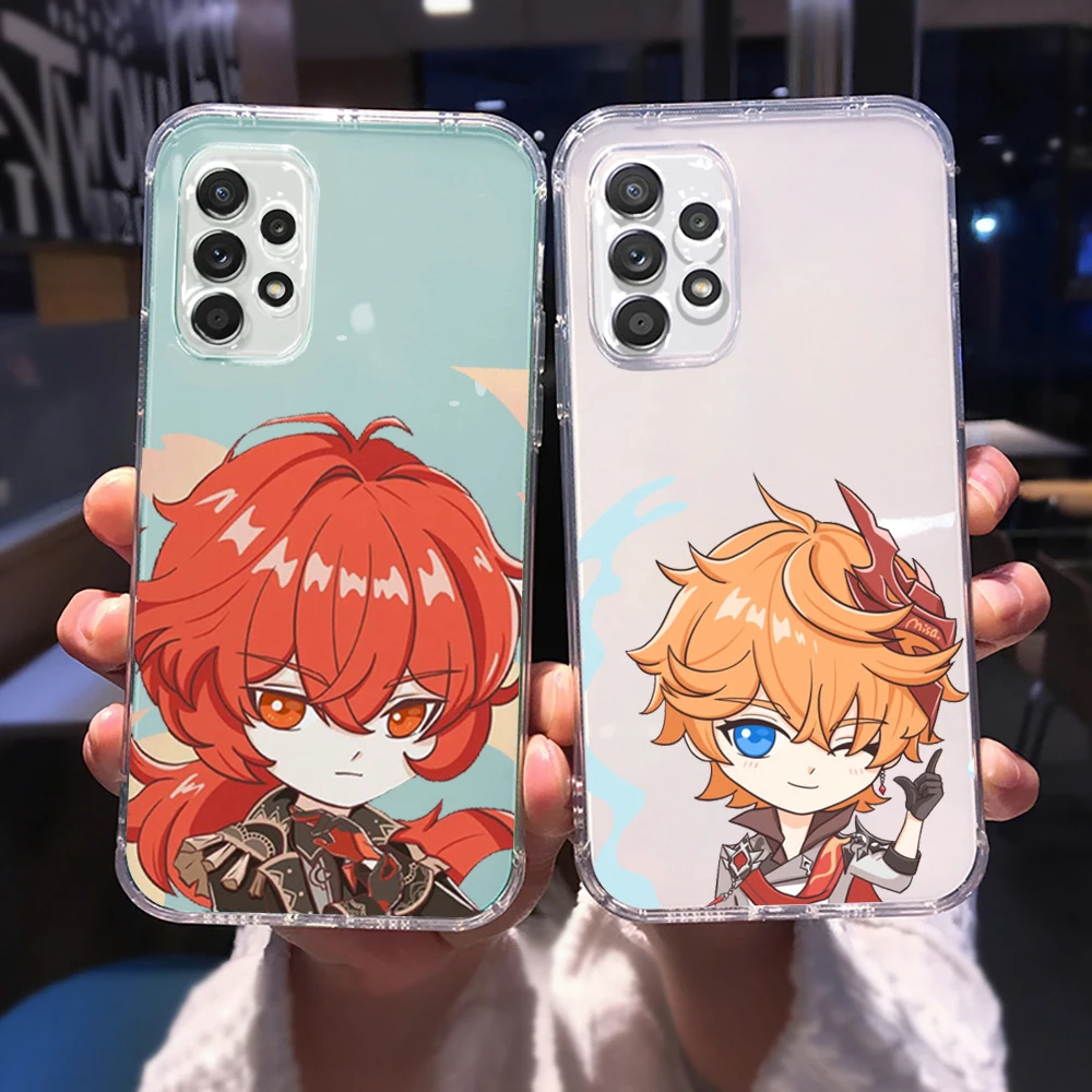 

Genshin impact game cute cartoon Phone Case for Samsung A 51 50 52 12 21s 31 40 70 71 note S 20 10 21 ultra plus fe clear coque