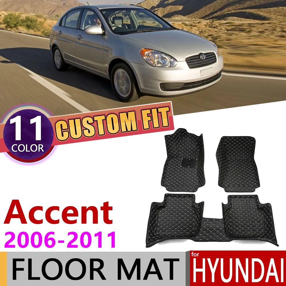 Пользовательские автомобильные кожаные Коврики для Hyundai Accent Brio Verna MC 2006 ~ 2011 5 мест