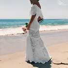 Женское ажурное платье на бретельках, белое Элегантное летнее платье на бретельках с открытыми плечами, для свадьбы, выпускного вечера, 2021