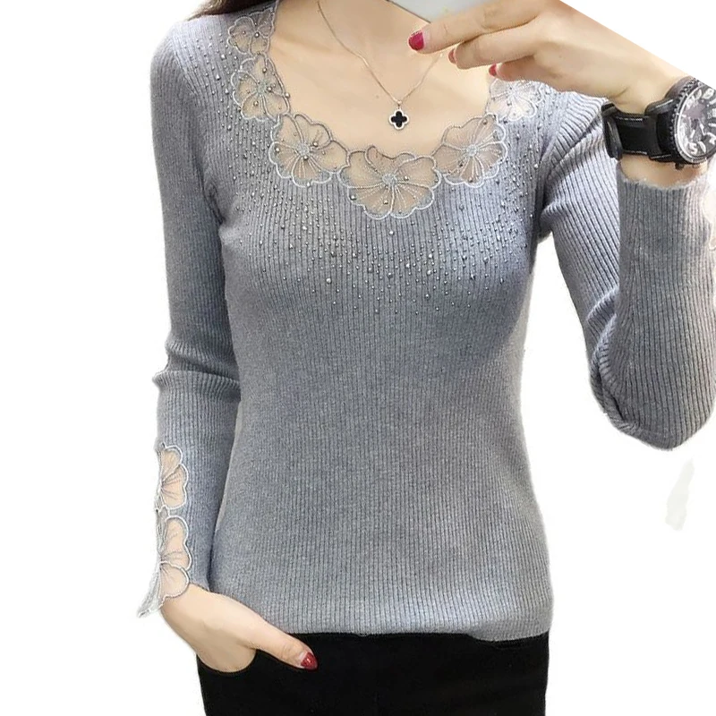 Женский кружевной джемпер с вышивкой и круглым вырезом | Женская одежда