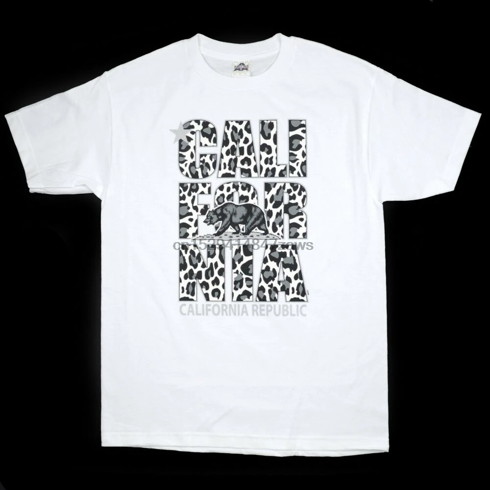 Футболка Калифорния ДНЕВНАЯ белая Республика звезда леопард гепардовый принт BABA