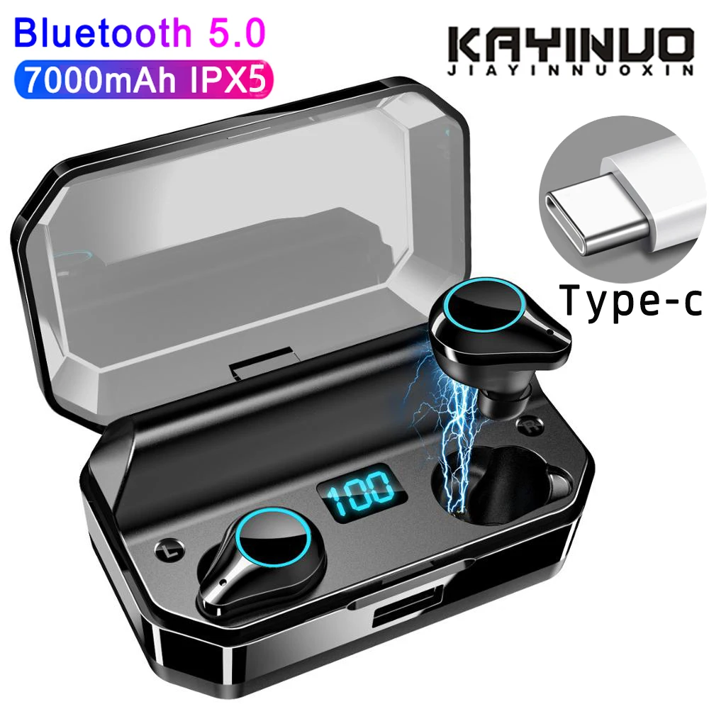 7000 мАч емкость TWS 5 0 Bluetooth наушники IPX5 водонепроницаемые беспроводные спортивные