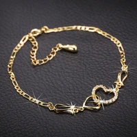 new style bracelet fashion micro inlaid hollow heart shaped zircon bracelet crystal chain lady anklet female jewelry