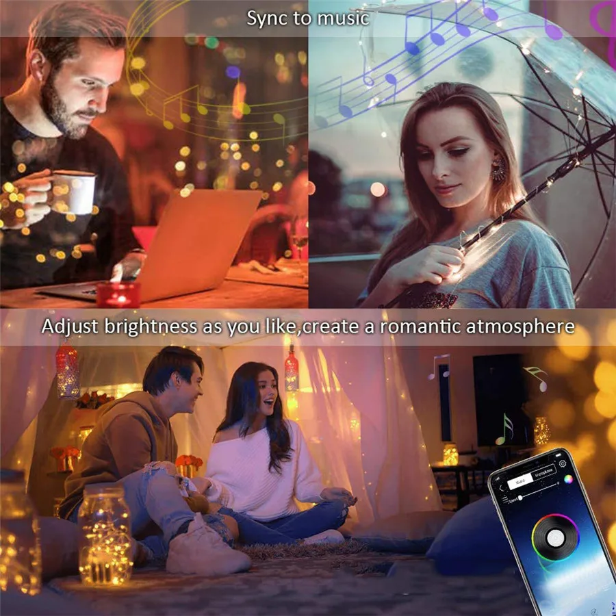 СВЕТОДИОДНАЯ Гирлянда Thrisdar 5/10 м Рождественская RGB Мерцающая гирлянда