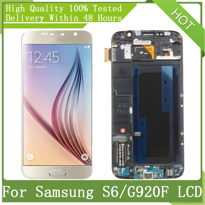 Дисплей с рамкой для SAMSUNG GALAXY S6/G920/G920F/G920F Super AMOLED 5 1 дюйма | Мобильные телефоны и