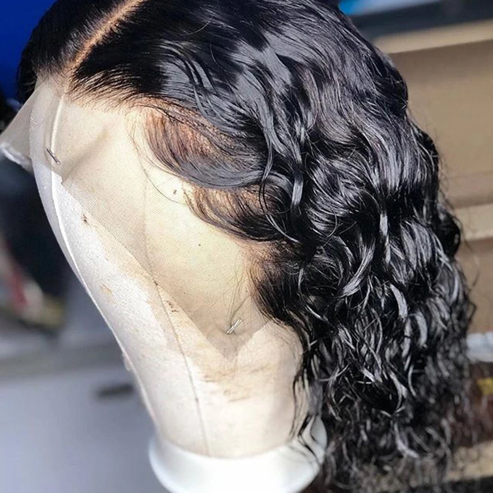13*4 Glueless Short Bob Curly Lace Front Human Hair Wigs Side Part Wigs Brazilian Remy Hair For Women Pre Plucked