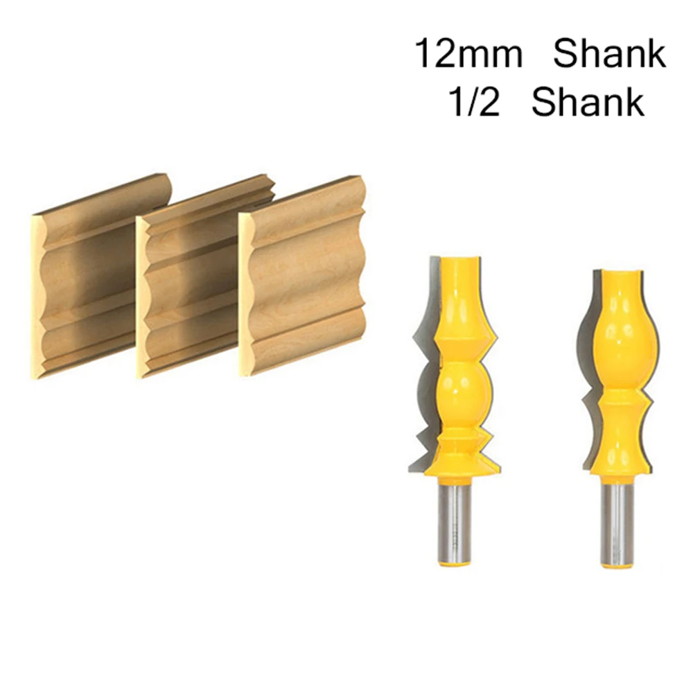 

1/2pcs 12mm 1/2 Inch Shank Crown Molding Router Bit Set Handrail Line Knife Milling Cutter for Wood Woodwork CNC Engraving Tools