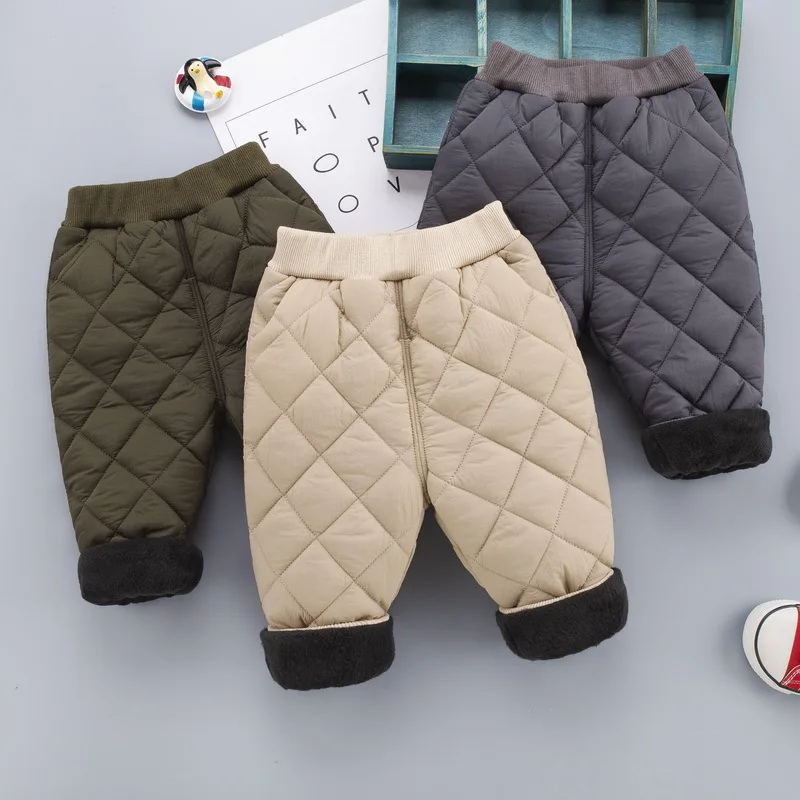 

Newborns Winter Pants Fleece Thicken Infants Pants Warm Trousers Casual Sport Toddler Pants Elastic Waist Baby Boy Pants 2 3 4Y