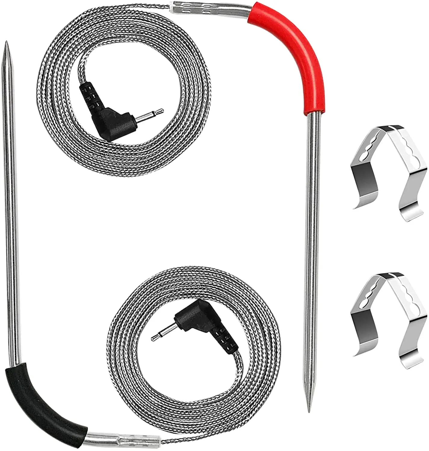 Sonda de carne impermeable de repuesto para Weber iGrill Mini iGrill 2 iGrill 3, term&oacute;metro, 2 paquetes, con 2 soportes de Clip de sonda-0