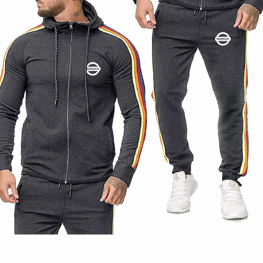 

Men Sport Sets Nissan Car Logo Printed Spring Autumn Men Sportswear 2 Piece Set Suits Jacket Pant Male Tracksuit Set Suit 2Pcs