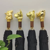 new golden zodiac wooden handle umbrella retro elements mens gift all weather umbrella umbrella college