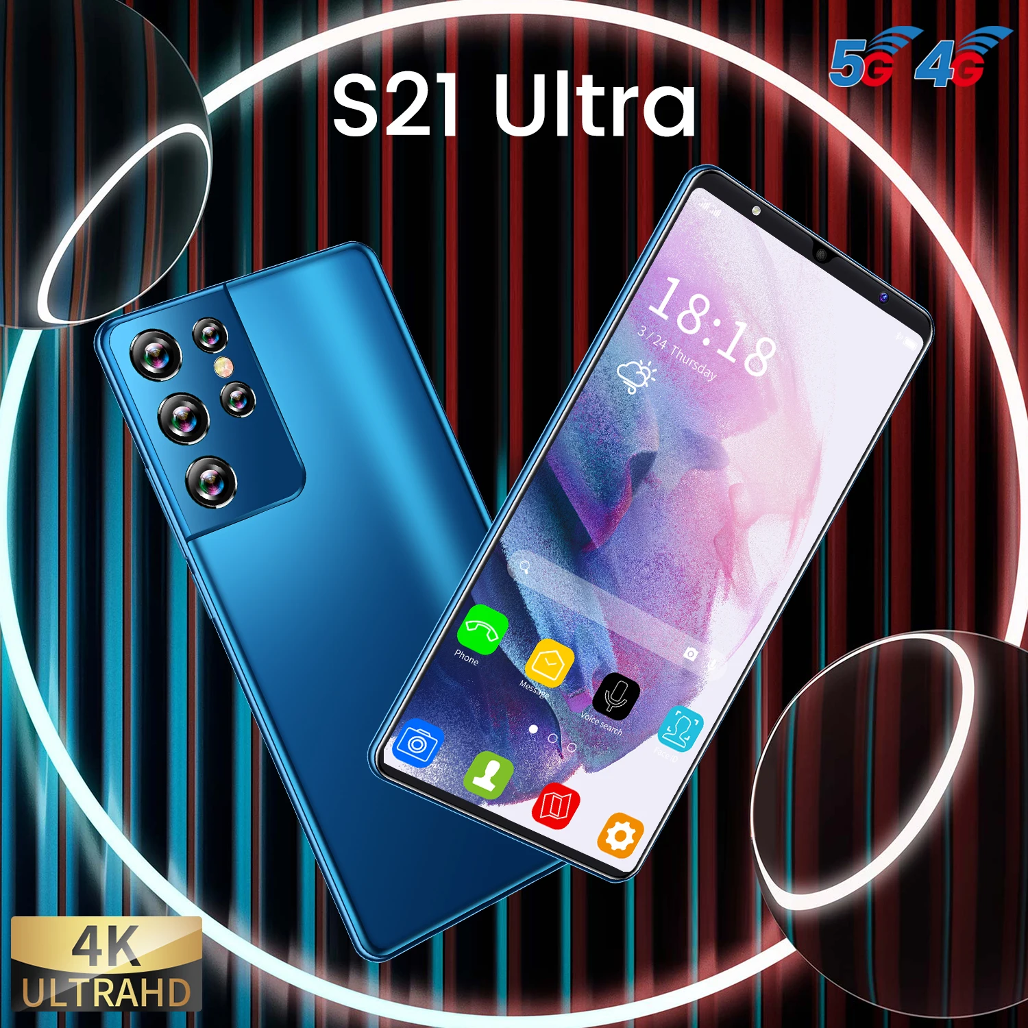 

2021 Global Version S21 Ultra 6.1inch Smartphone 16+512G 24MP+48MP HD Camera 5000mAh Dual SIM Support T-Flash Card Face ID 5G