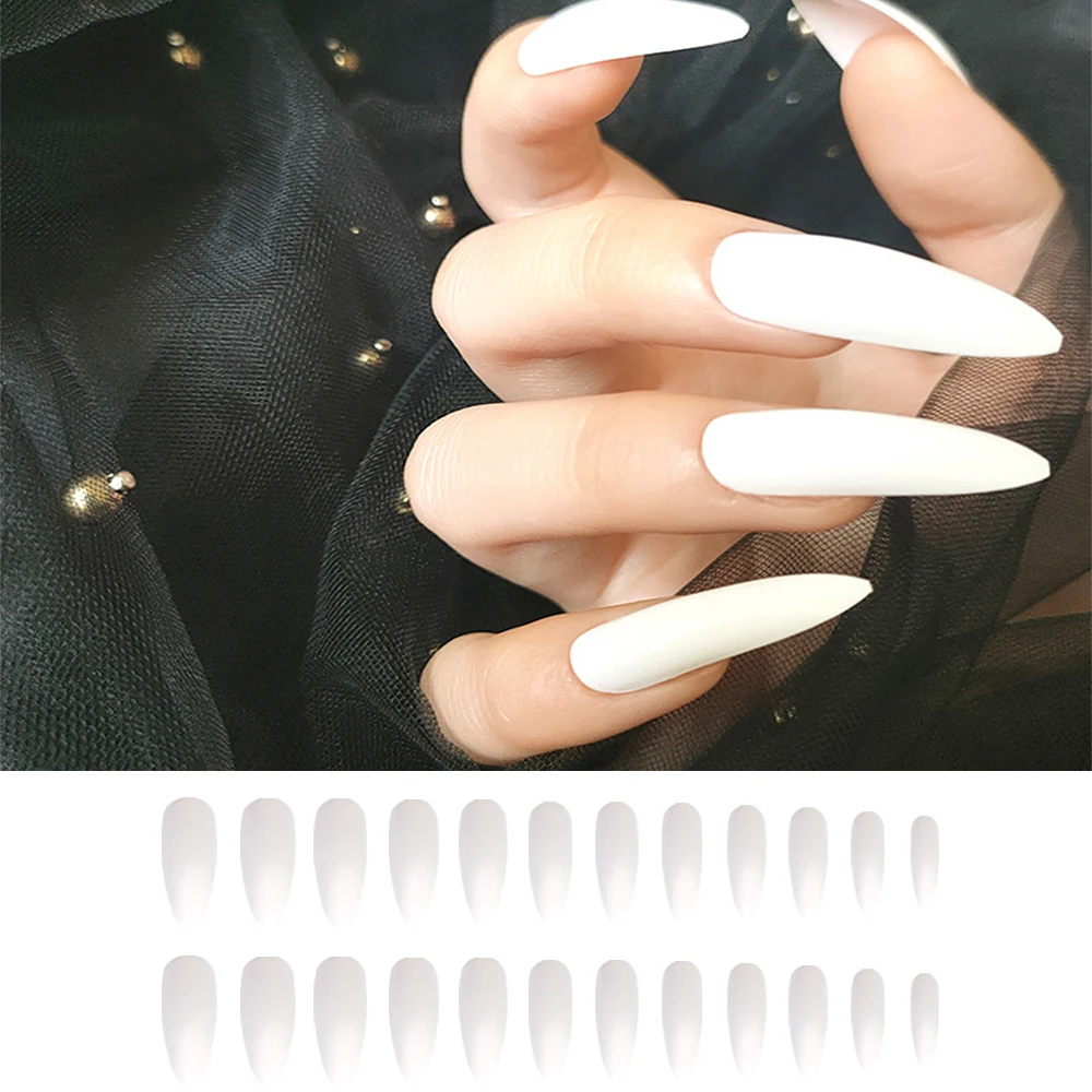 Цветные съемные накладные ногти матовые длинные на шпильке носимые