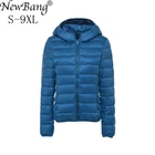 Куртка NewBang размера плюс8XL9XL, Ультралегкая, пуховик, теплое пальто, куртка на белом утином пуху, Женская парка с капюшоном, Осень-зима