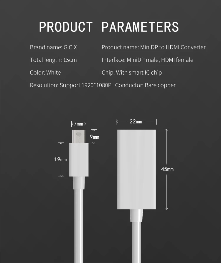 Мини кабель DP-HDMI адаптер Thunderbolt Mini display port to HDMI конвертер адаптер для Apple Mac Pro Air notebook