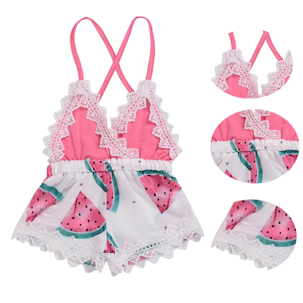 Платье для девочек боди маленьких с принтом арбуза комбинезон на бретельках