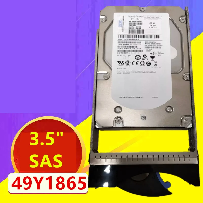 

Оригинальный Новый HDD для IBM DS3512 DS3500 450 Гб 3,5 "SAS 64 Мб 15K для внутреннего жесткого диска для сервера HDD для 49Y1861 49Y1865 49Y1864