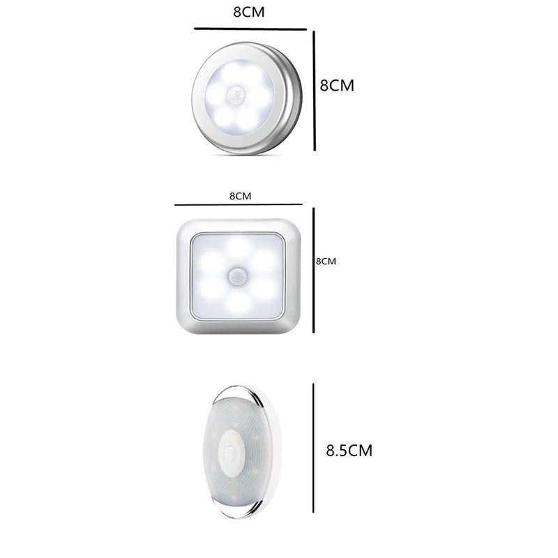 

Battery Powered LED Square Motion Sensor Night Lights PIR Induction Under Cabinet Light Closet Lamp for Stairs Kitchen 2021
