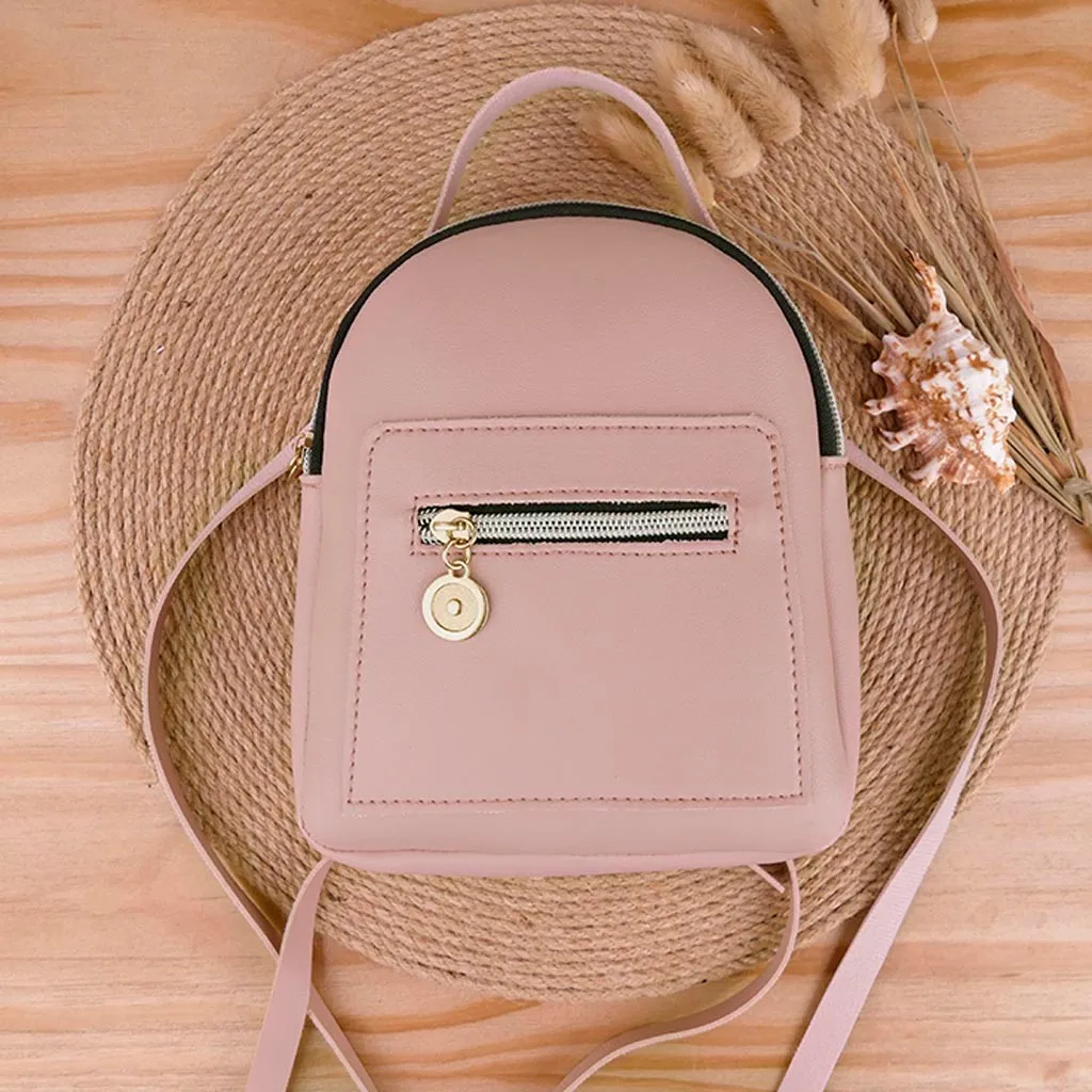 Transer small Backpack Women Pu Leather School Shoulder Bag Teenager Rucksack Student Bag travel backpack women Mochilas Mujer