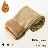 8 10 years boys warm school pants winter teenage velvet khaki uniform trousers elastic waist girls clothes