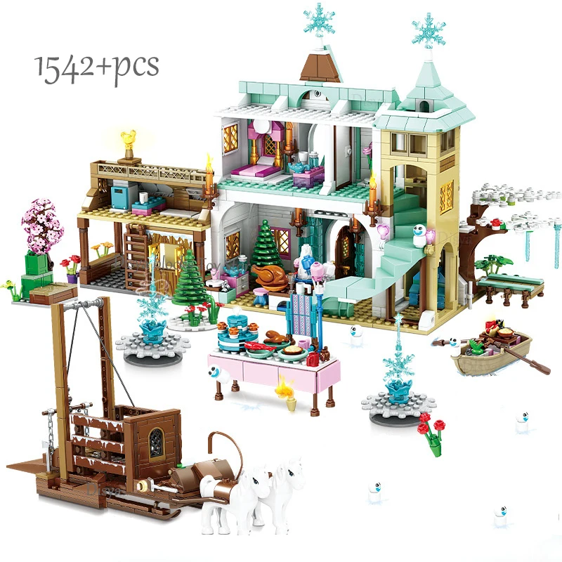 Disney Frozen Dream Princess Elsa Ice Castle Princess Anna Set Grocery Building Model Blocks children Gifts Toy