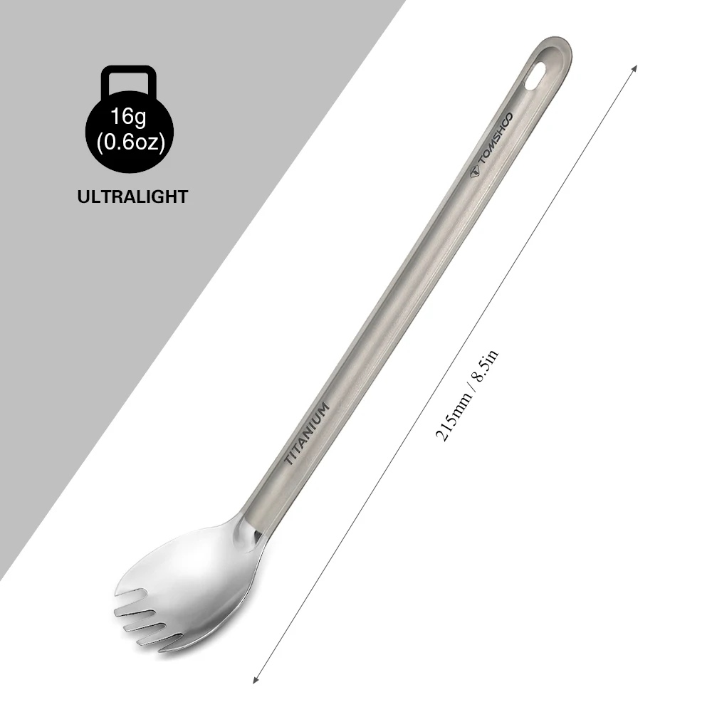 Титановая вилка ложка с длинной ручкой для улицы портативная матовая ужина Spork