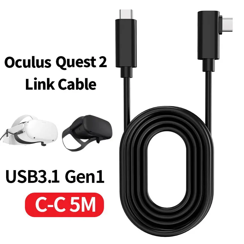 

16FT 5M Oculus Headset VR Cable PC VR for Quest 2 and Quest Link Virtual Reality Type-C USB3.2 Gen1 Data Transfer Fast Charge