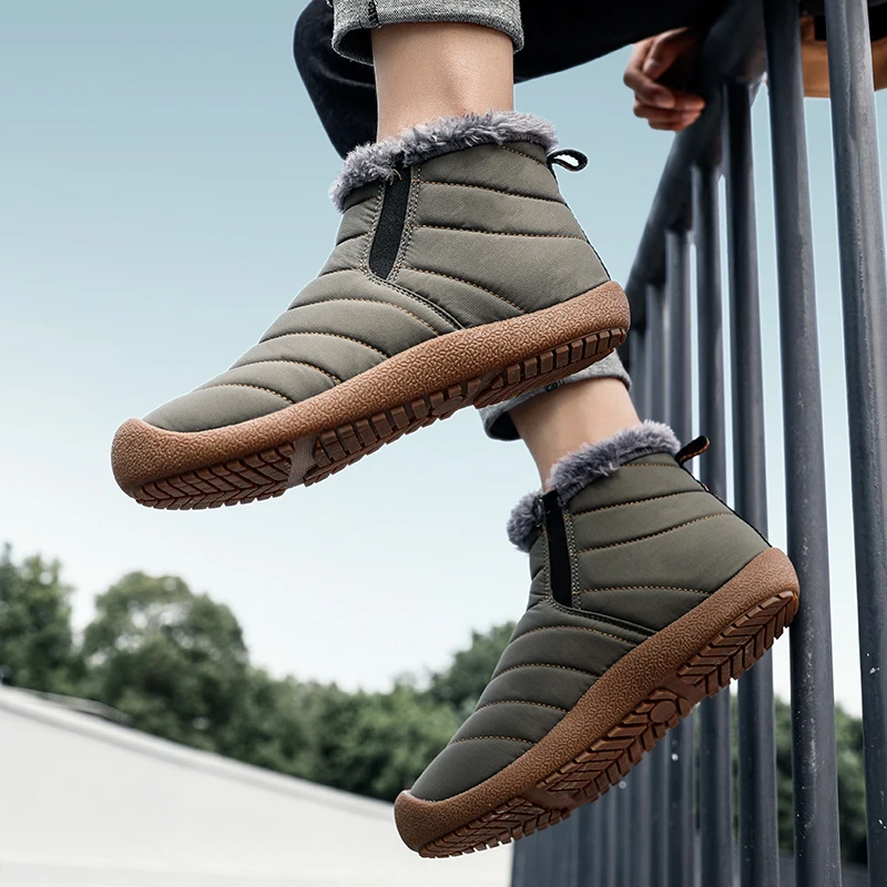 Мужские зимние ботинки на меху Теплая мужская модная обувь Повседневная