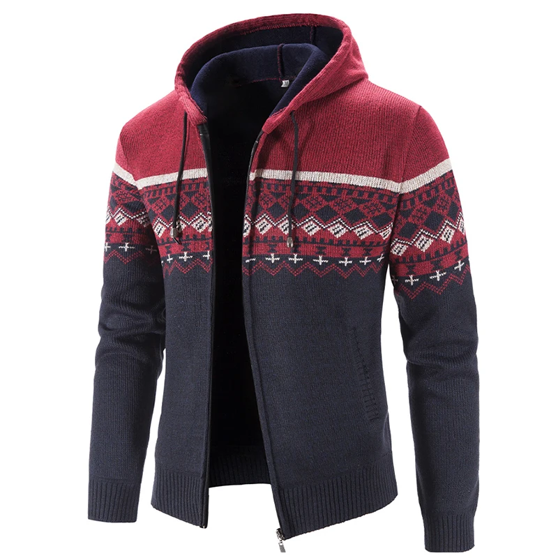 

Knitting Winter Men's Hoodies Sweatshirt Zipper Jacket Drawstring Lamb Cashmere Male Long Sleeve Pocket Coat Hoodie For Men