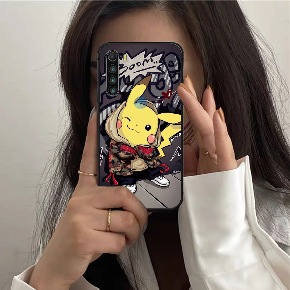 

Cute Cartoon P-Pikachu Phone Case For XIAOMI Redmi Note 6 7 8 9 10 T Pro K40 black Shell Pretty Cell 3D Coque Fashion