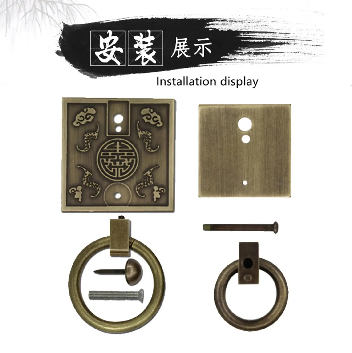 Ручка для ящика шкафа из чистой меди в китайском стиле|Ручки шкафа| |