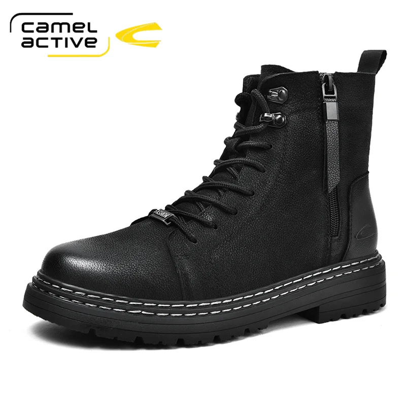 

Camel Active Men's Shoes Quality Tooling Boots Genuine Leather Army Male Tactical Military Botas Rubber Work Shoes Man Size 48