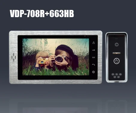 VDP-708R and 663HB XinSiLu TFT монитор lcd цветной " ЖК-видео дверной звонок Домофон домашняя Безопасность Видео система монитор металлическая панель - Цвет: VDP-708R and 663HB
