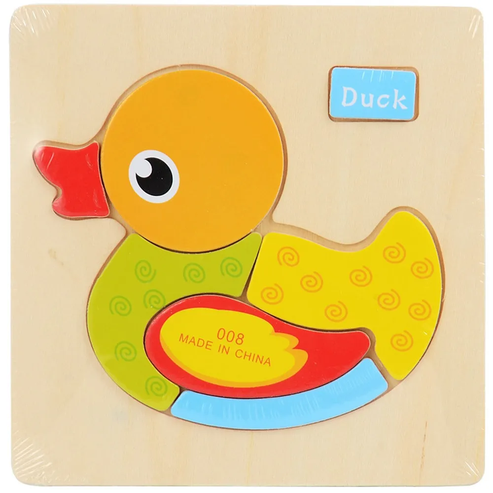 3D деревянные пазлы игрушки для детей Мультяшные с животными детские развивающие