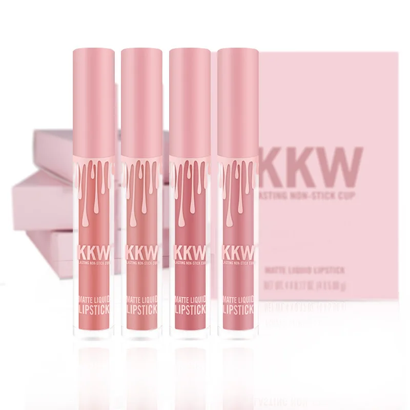 4 цвета блеска для губ KKW хит продаж водостойкая антипригарная матовая туманная