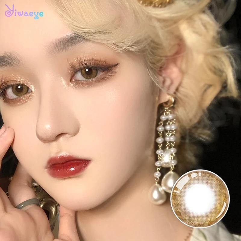 Цветные контактные линзы без рецепта для глаз с золотым коричневым красивым