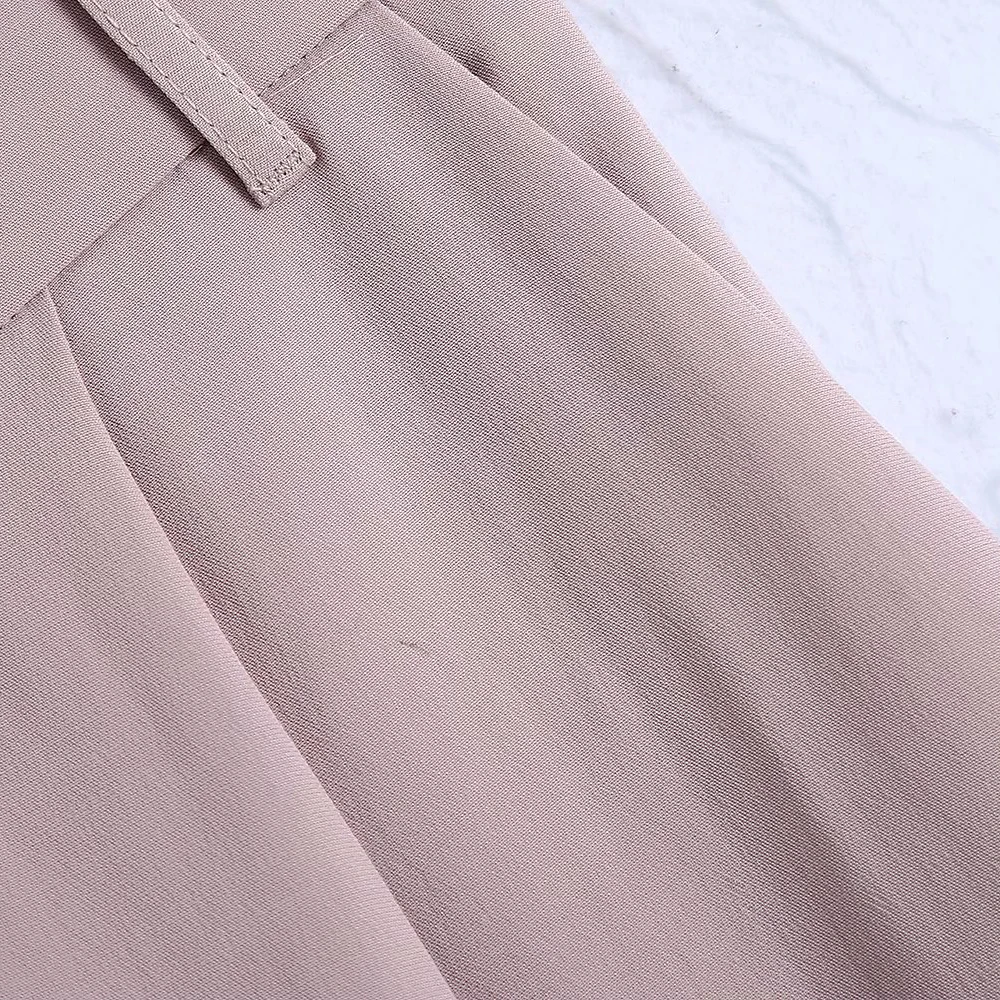

2021 spring and autumn new fashion design casual loose pocket high waist straight pink neutral style pants suit pants