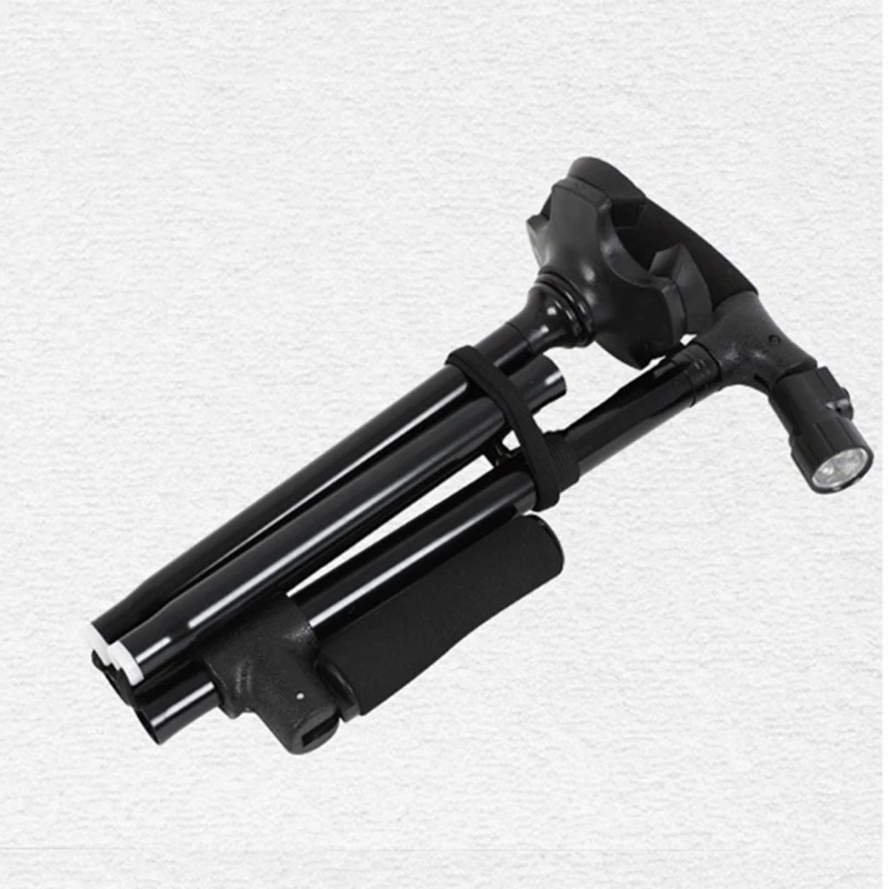 

Rotating Base LED Walking Stick Hurry Cane Adjust All Terrain Pivoting Folding Cane Non-slip Lightweight Smart Elderly Walking S