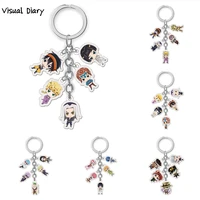 anime keychain jojo bizarre adventure key chain for women accessories bag pendant man key ring cute acrylic cartoon friends gift