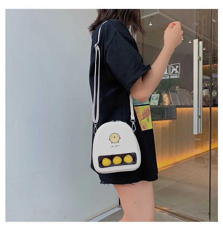 Милая желтая утка прозрачная Ita Bookbags женские рюкзаки с мультяшным принтом женские Мини кожаные школьные сумки для девочек Pu Back Packs