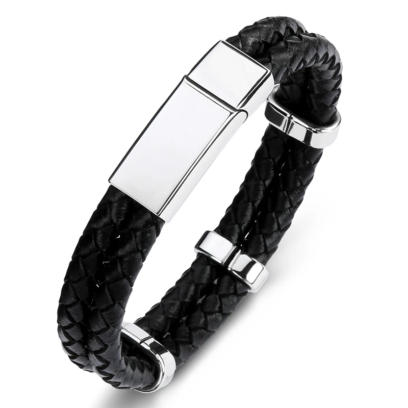 Кожаные браслеты ручной работы классический мужской браслет двойной круг